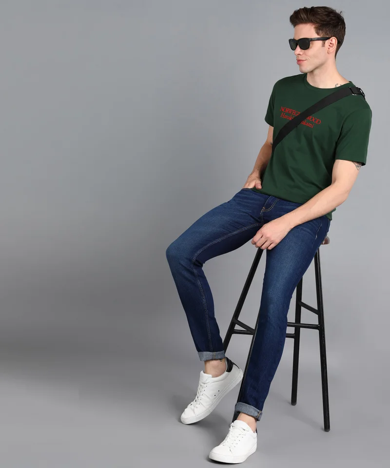 Urbano Fashion  Urbano Fashion Men's Blue Slim Fit Washed Jeans Stretchable for Men | Best Price UAE